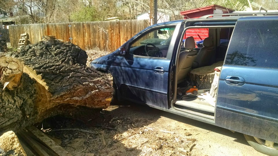 Here's my van collecting 1200 pounds of logs for firewood.